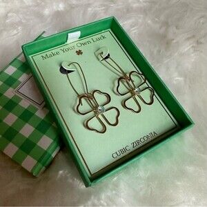 bella jack clover earrings cubic zirconia NWOT